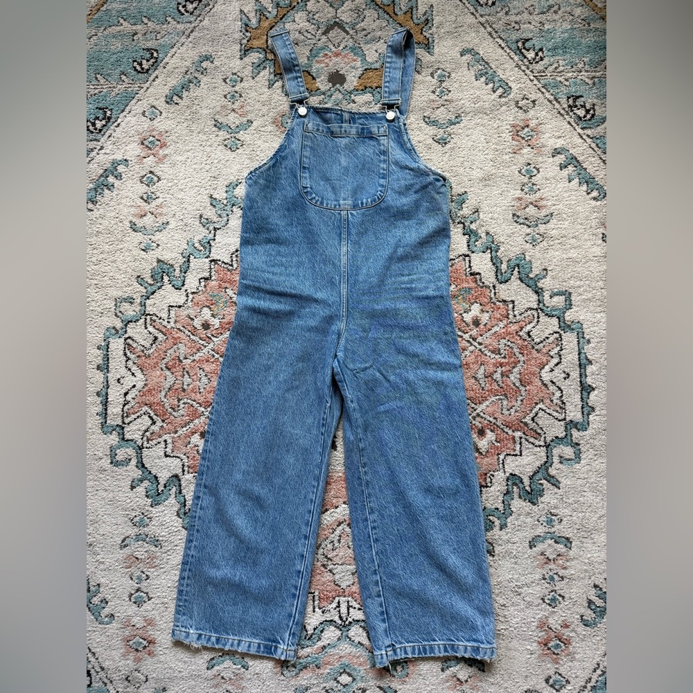 Zara Dungarees Denim Wideleg Jumpsuit Overalls